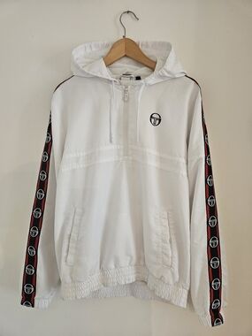 Sergio Tacchini Hooded Windbreaker Track Jacket Mens Large Half Zip